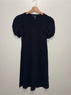 STATE Black Puff Sleeve Midi Dress
